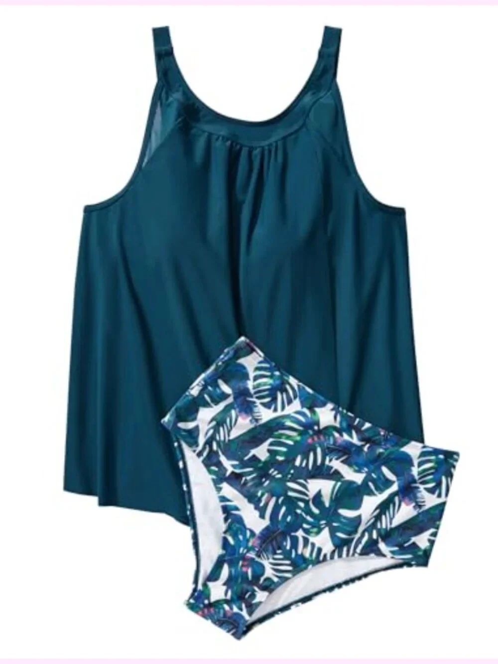 Ruffle Tummy Control Tankini Swimsuit High Waisted Two Piece